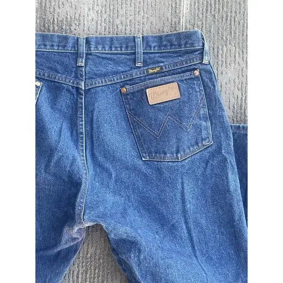 Vintage 90's Wrangler‎ Dark Blue Denim Jeans 13MWZ Made in USA Men's 40x32 - Picture 2 of 7